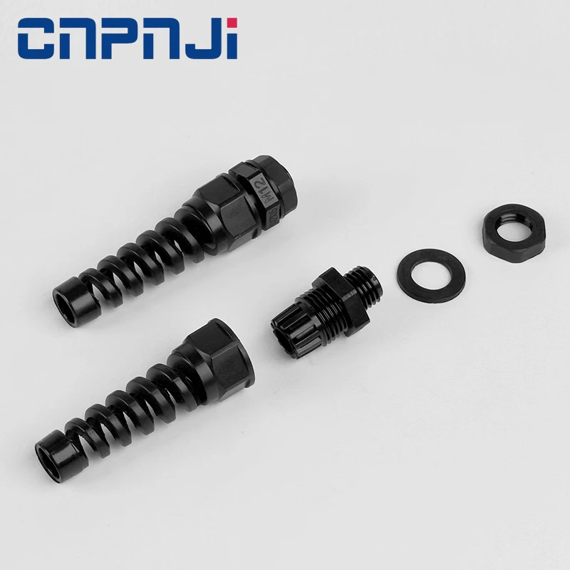 Black waterproof joint PG11 5-10mm Dia spiral  cable gland with Strain Relief