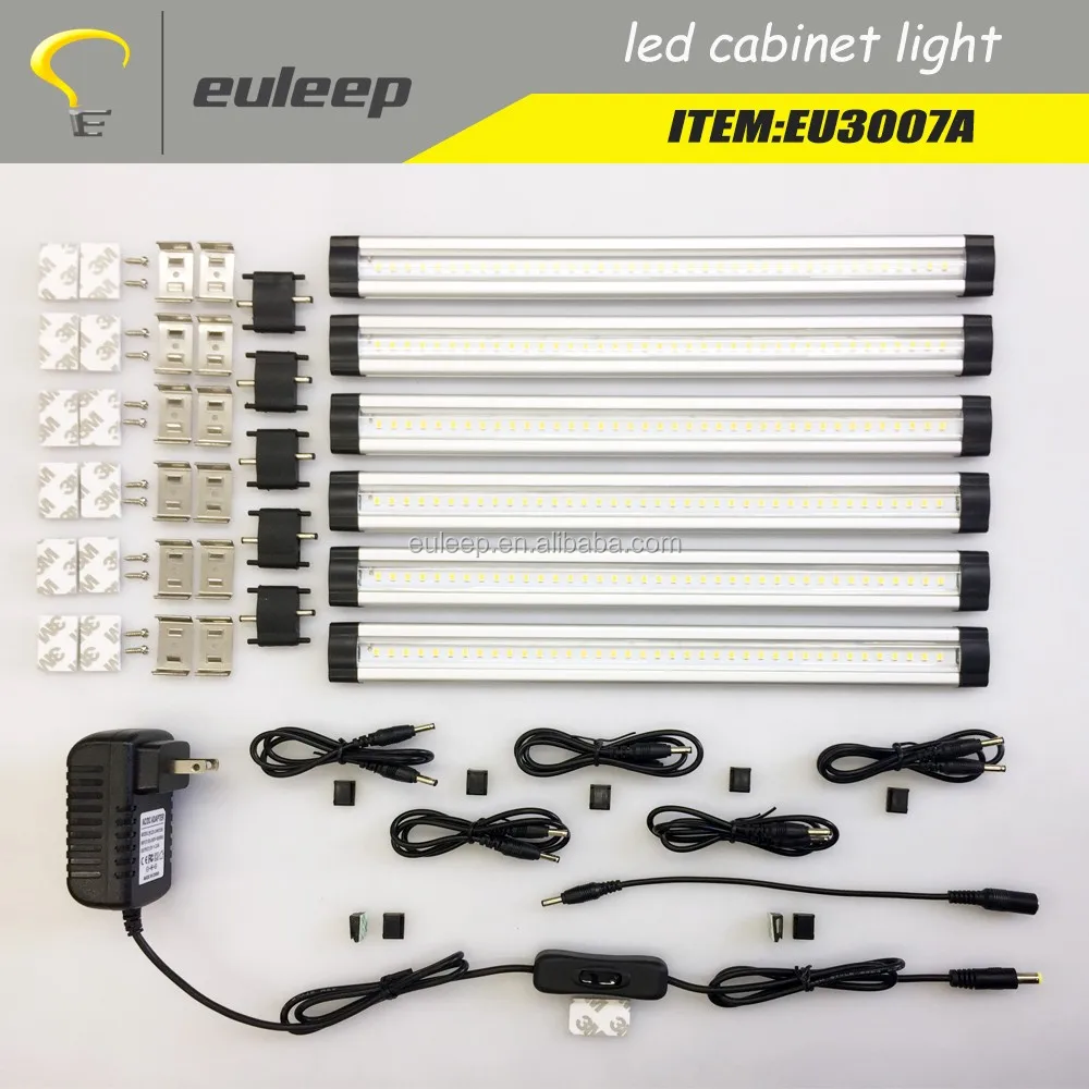 showcase display cabinet under shelf aluminum led strip light 3/4/6 Panels linkable