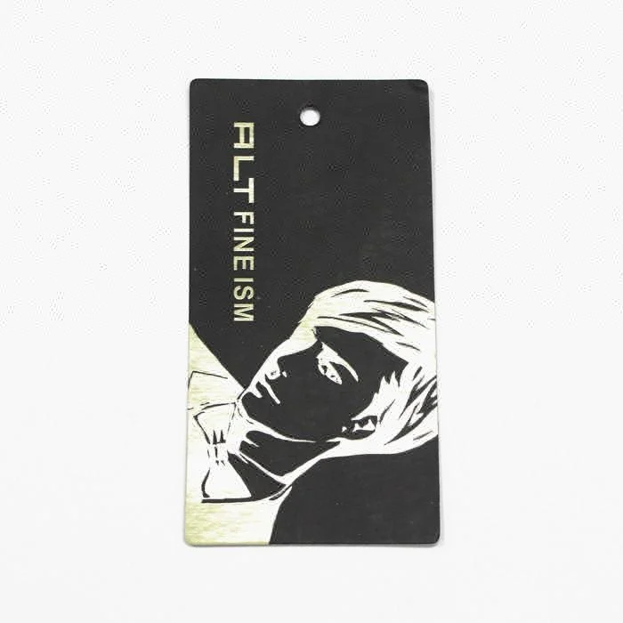 Machine made recycled paper pvc folded hang tag with printing logo