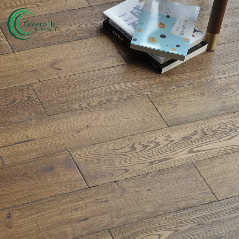 
Guangzhou factory price French oak engineered wood floor Wax oiled wire brushed parquet wood floor 