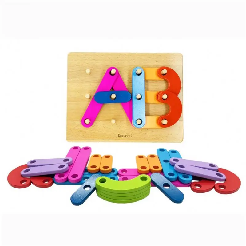 
Custom logo colorful block stack sort alphabet puzzle toy kids baby educational toy 