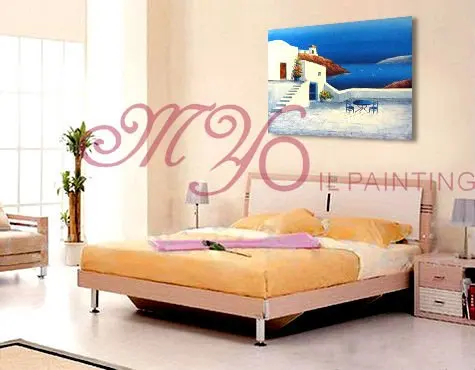 Excellent modern seascape oil painting hotel artwork ct-317 greece landscape painting