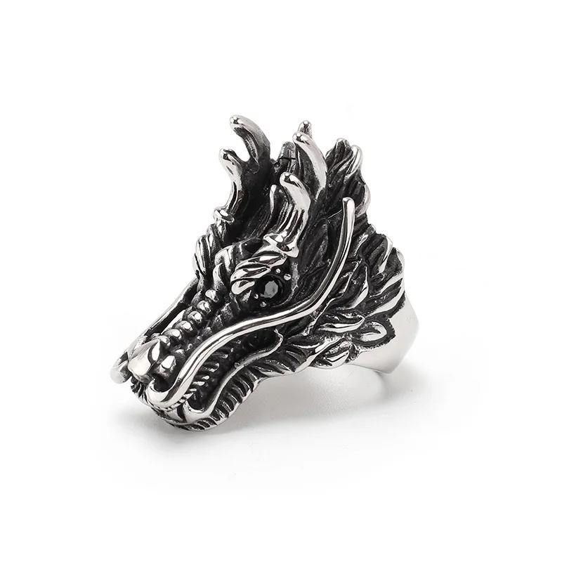 Red Eyes Stainless Steel Dragon Ring