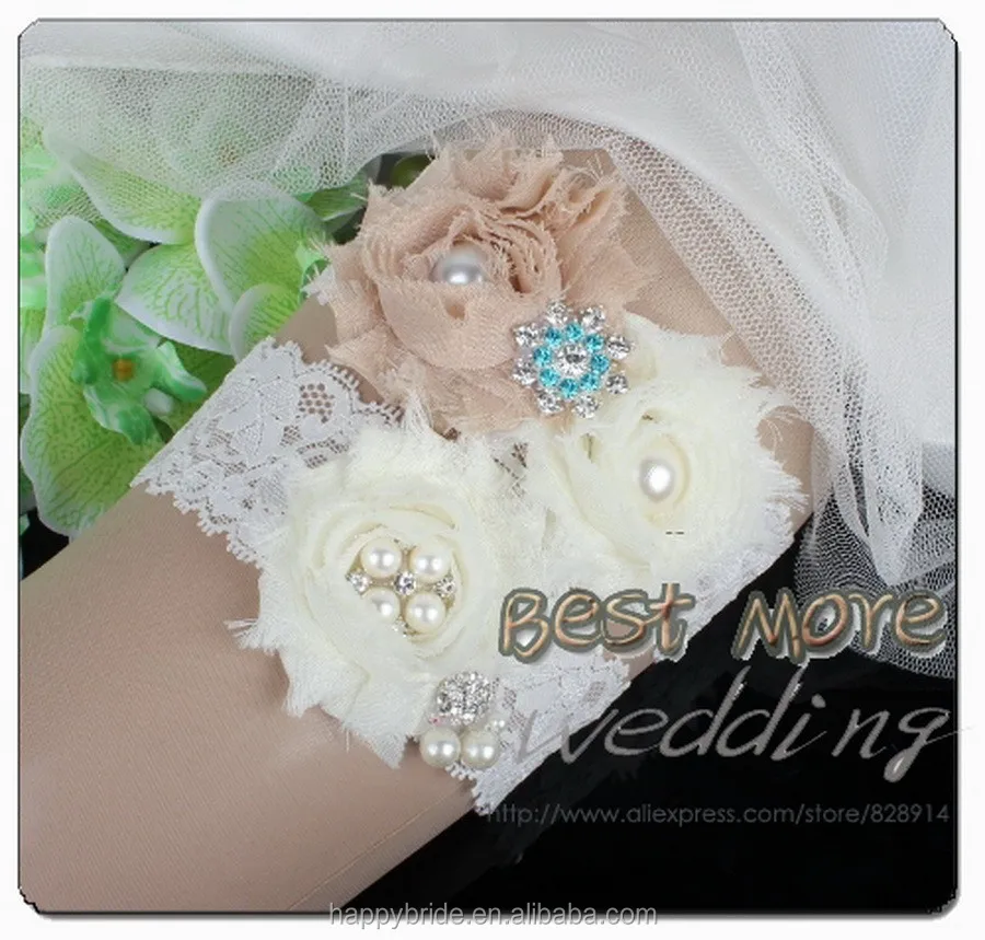 Shabby Flower bridal Garter Belt Set Made of Lace Handmade HT0051