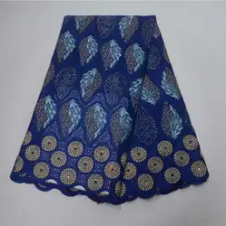 AG7192  stones cotton african lace fabric UK big swiss lace fabric 5 yards for party wedding