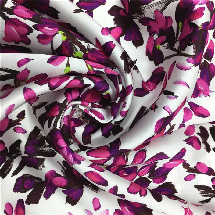 
Factory direct digital printing 30mm heavy stretch crepe de chine silk chiffon fabric for dress 