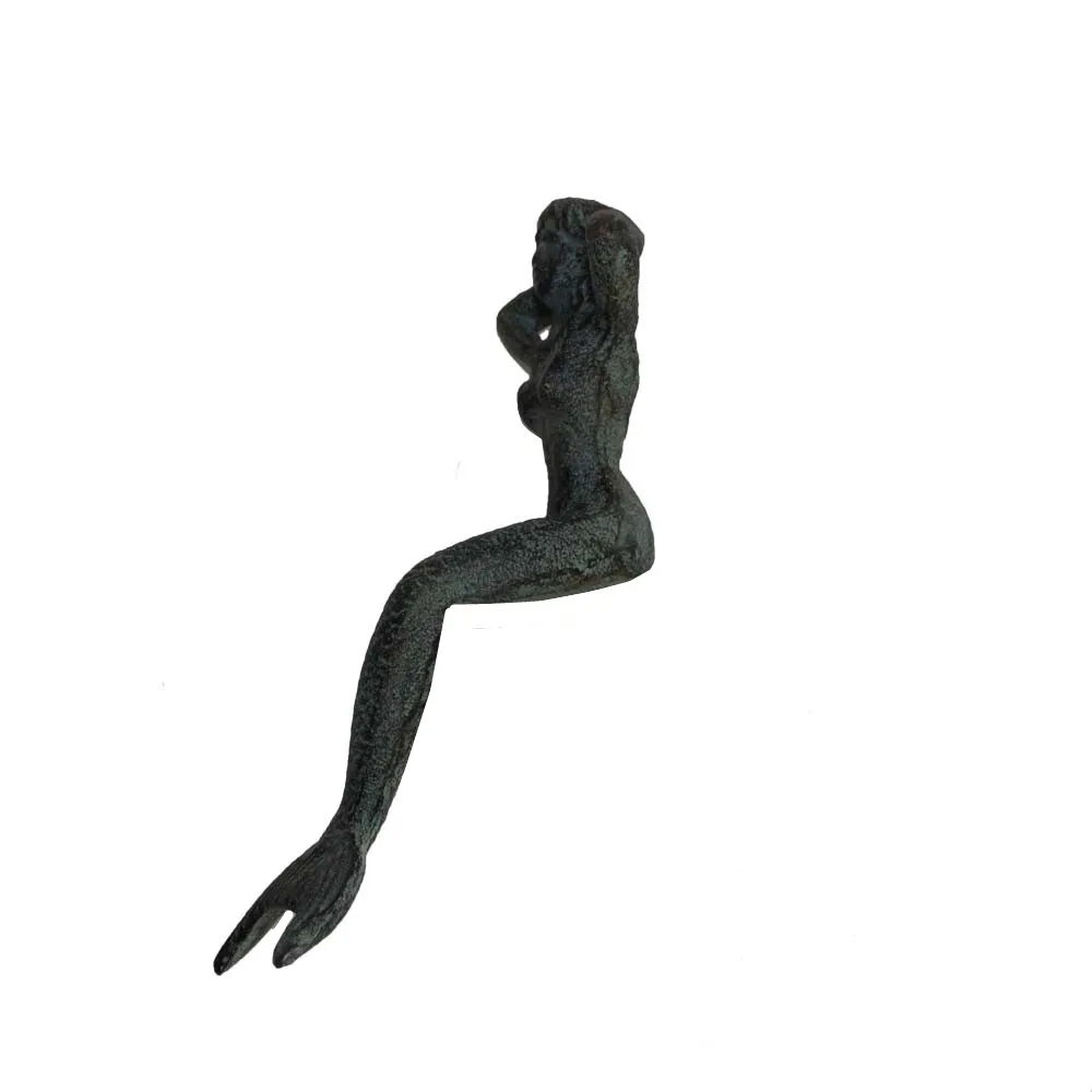 Cast Iron Mermaid Figurine Mermaid Statue Metal Sculpture For Decor