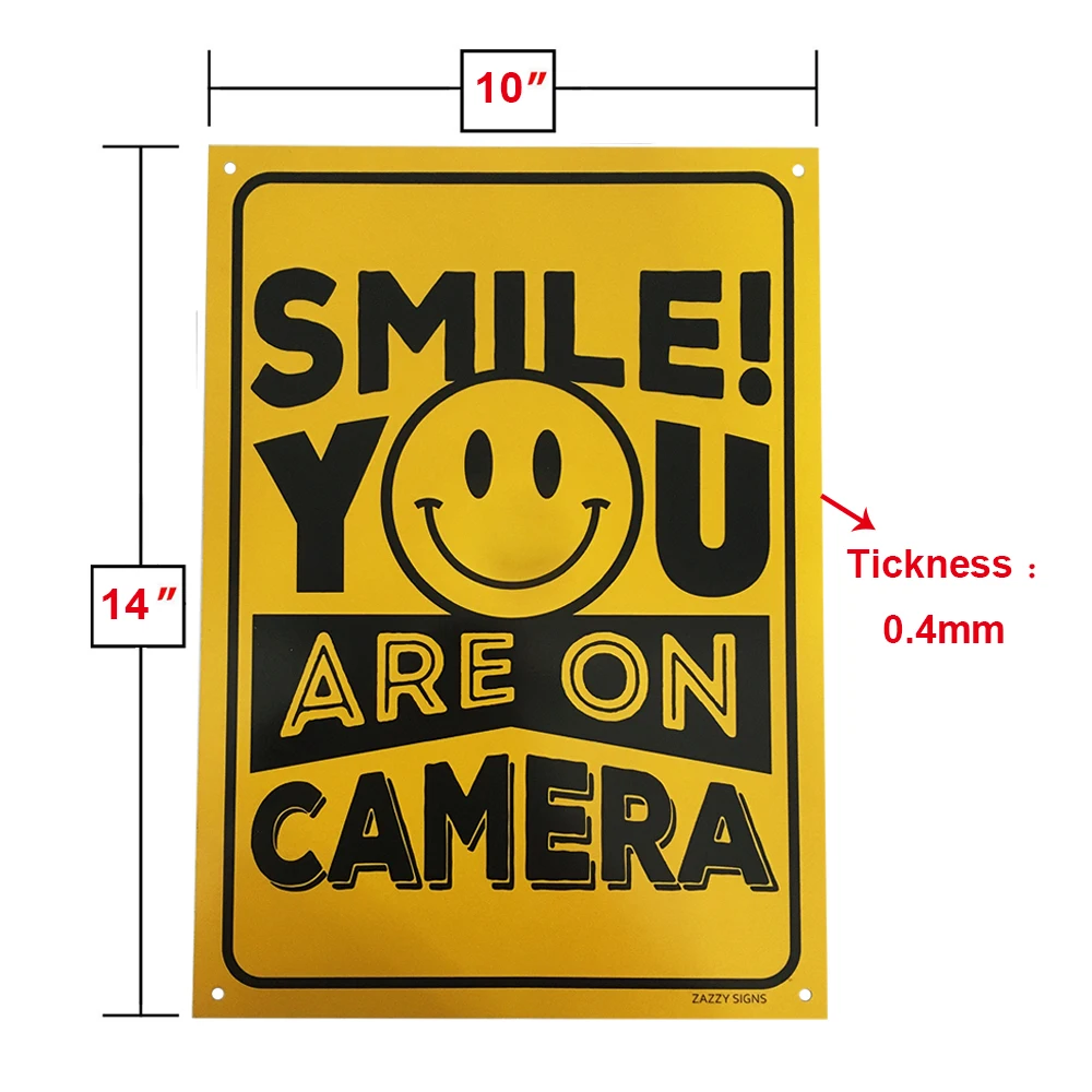 Reflective Printable Metal Security Notice CCTV Video Recorded Smile You Are On Camera Warning Signs Board
