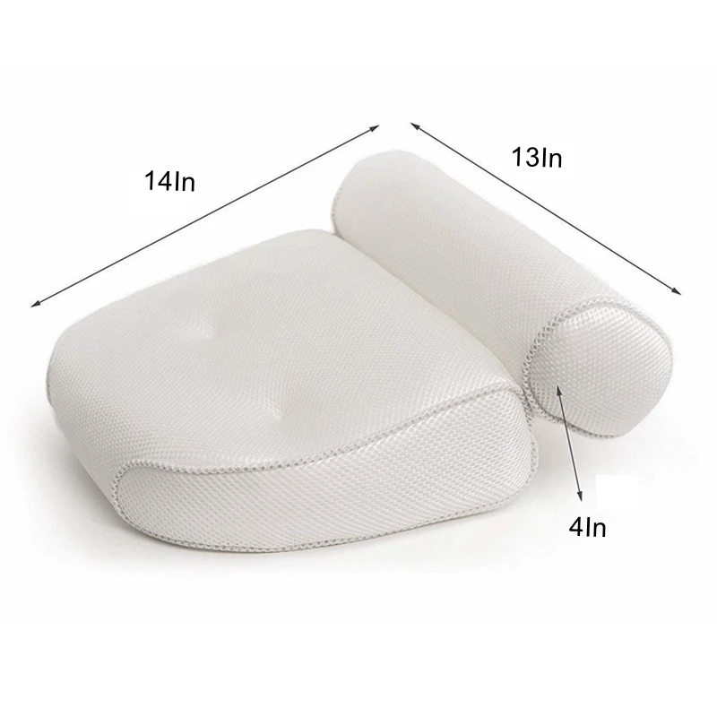 Wholesale 3D mesh headrest soft and washable spa bath pillow with suction