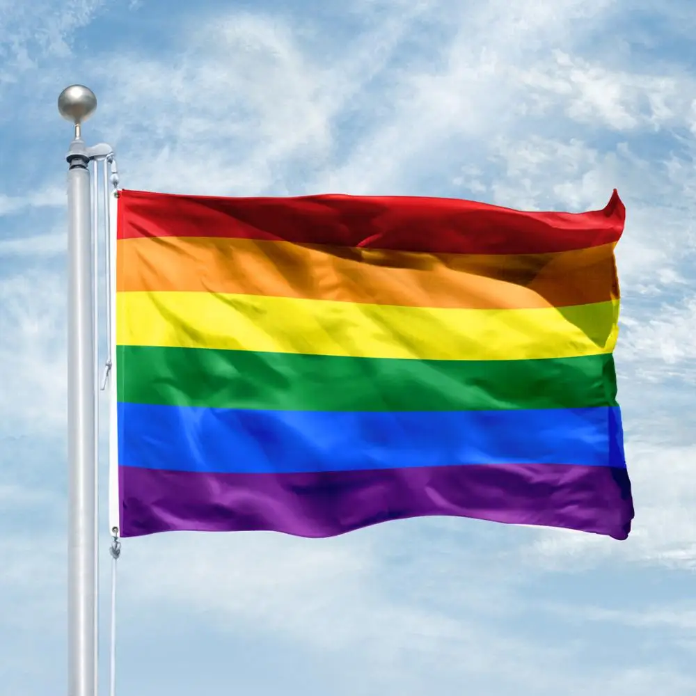 FREE SHIPPING Wholesales Polyester 3x5ft Gay Pride LGBT Rainbow Flag
