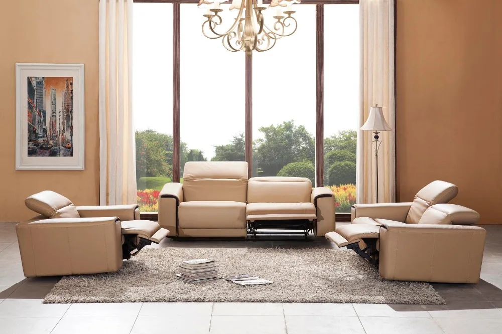 cow real/genuine leather sofa set living room sofa
