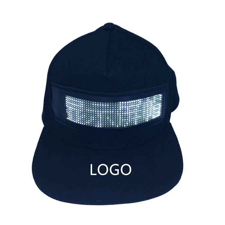 Wholesale USB Rechargeable Led Advertising Scrolling Message Hat LED Display Cap