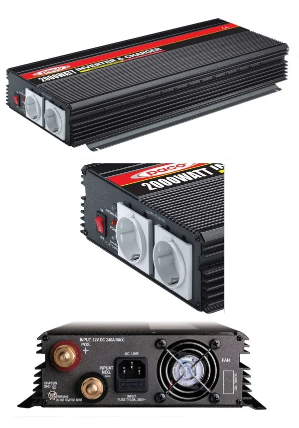 China PACO high efficiency 12V 2000w Single 12V/24V DC Sine Wave Inverter Power Inverter with Charger for new car