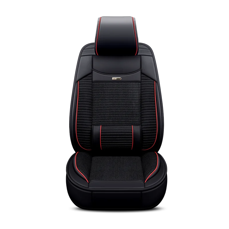 Manufactured PU leather and ice silk Universal Car Cushion Seat Covers-Black Standard