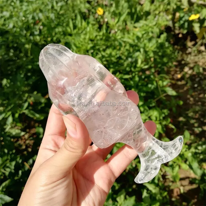 Hand Carved Mermaid Figurines And Statues White Quartz Stone Crystal Mermaid Sculpture For Wedding Gift