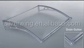 New design Polycarbonate Plastic awning with Big water gutter canopy sun shade awnings for Patio and Balcony and windows