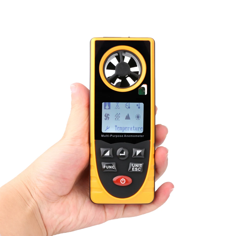 Hand-Held Anemometer Measuring Air Conditioning Outdoor Wind Speed Temperature Volume Tester Meter Sensing High Precision