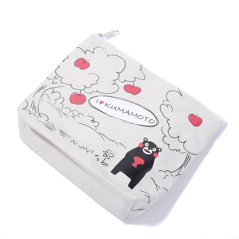 
wholesale cheap creative cotton canvas zipper travel pouch cosmetic bag 