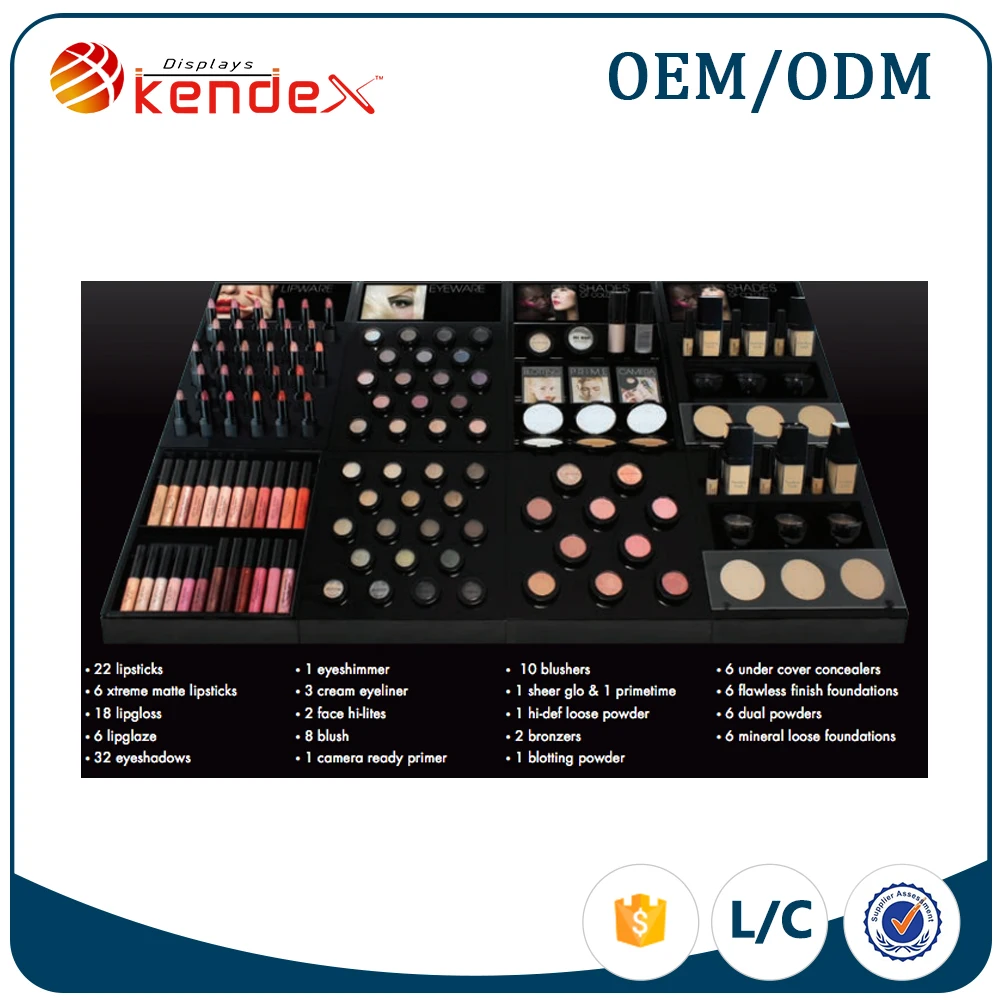 fashion cosmetic display tray for lip gloss CC cream eyeliner blushers from professional supplier