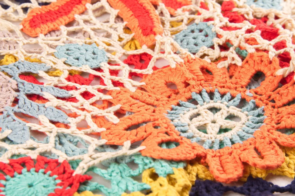 
woman multicoloured crochet pullover 