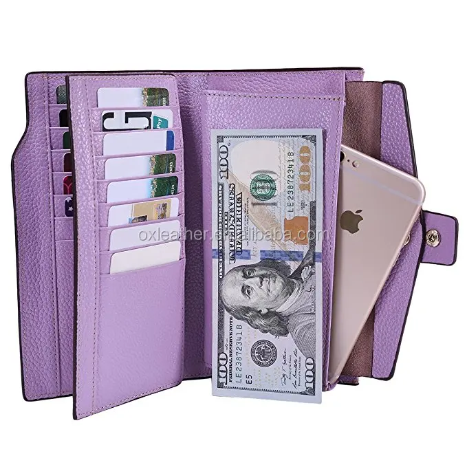 Женские блокировки радиочастотной идентификации большая емкость роскошный бумажник с восковым покрытием из мужской Кожаный клатч кошелек держатель для карт Сумочка