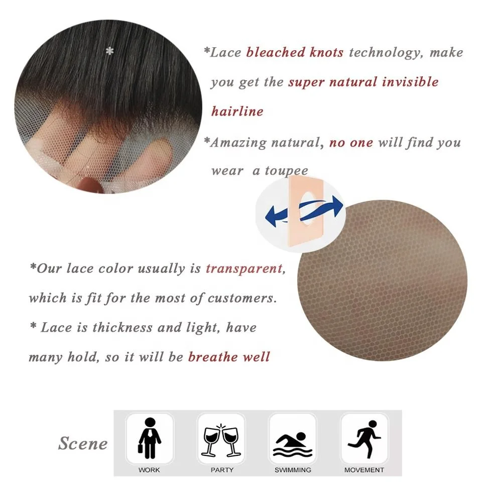 
All swiss lace stock mens hair piece toupee 