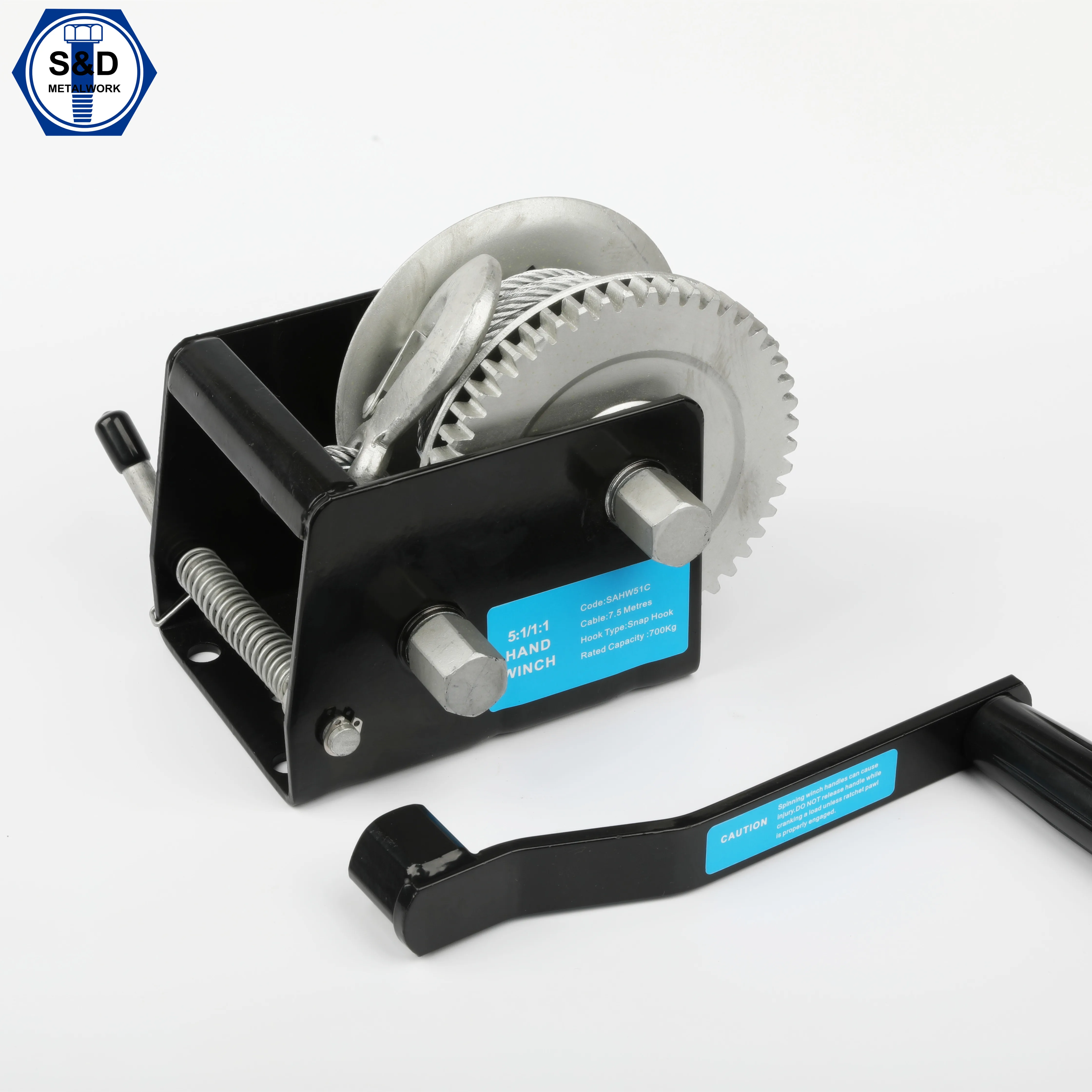 mini boat trailer rope portable hand puller double drum parasail telescopic mast winch of 700kgs