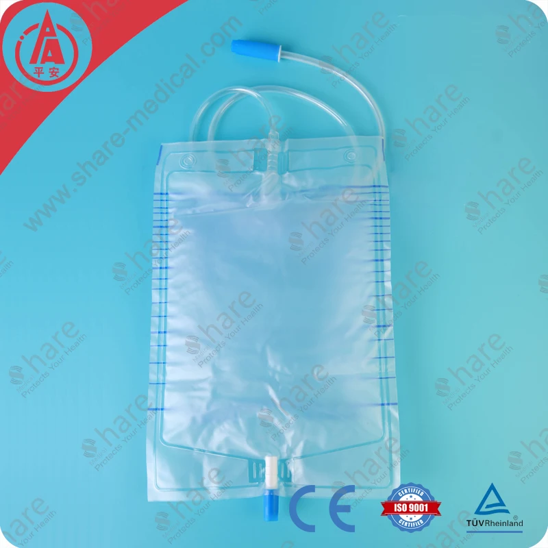 Hot sale china manufacturer of sterile adult urine bag 2000ml with pull-push valve