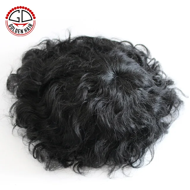 Mens Hair Piece Black Afro Curly Wig Toupee For Black Men