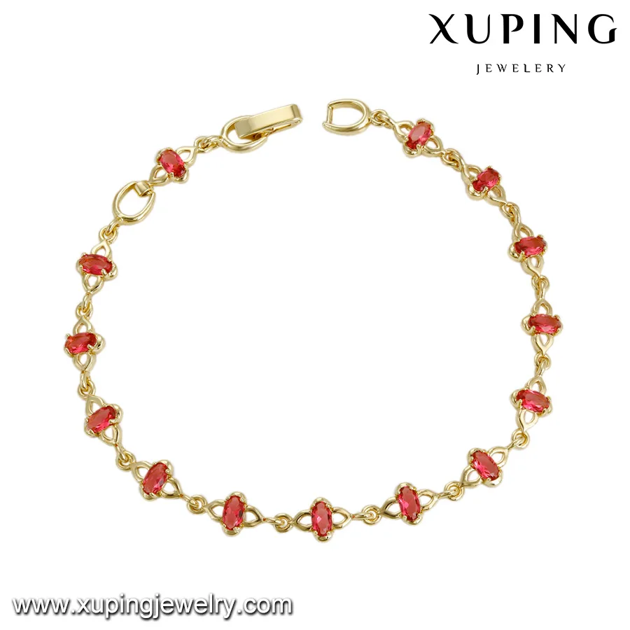 74854 Hot stylish design fine quality women jewelry 14k gold color elegant CZ stone chain bracelet