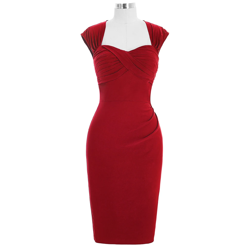 BP000155  Stock Sleeveless Red Hollowed Back Nylon-Cotton Hips-Wrapped Retro Vintage Dress