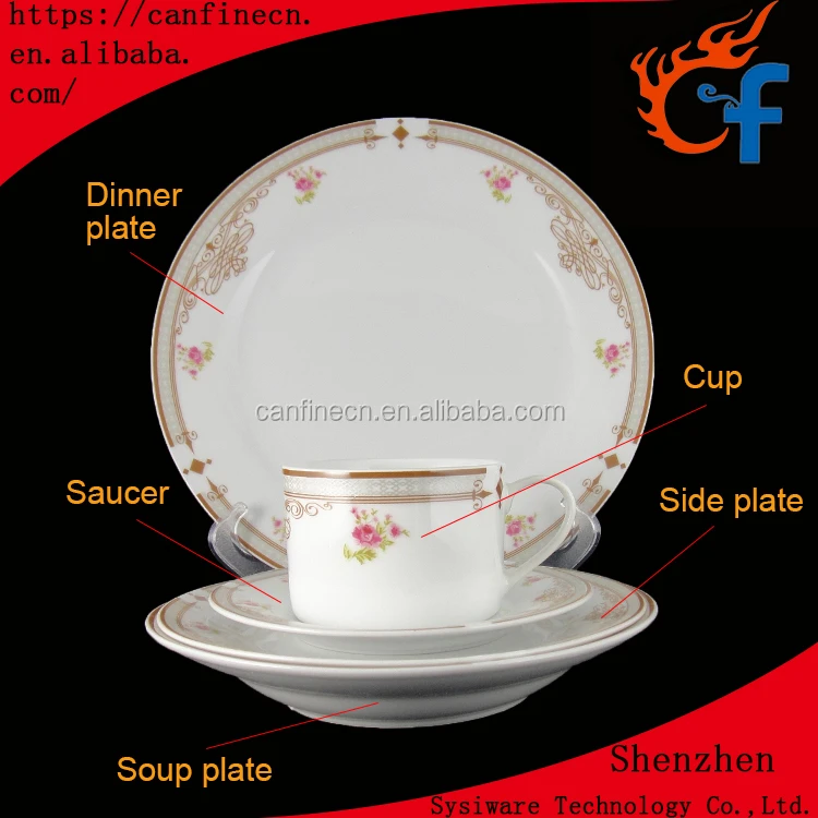 Dinner Set Plate Ceramic Porcelain Floral Design Luxury Cheap Wholesale Dishes White 20/30PCS Plates Sets Dinnerware