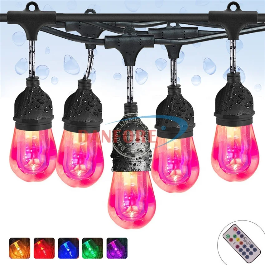 48ft indoor and outdoor S14 waterproof connectable RGB nation  led string light with remote control