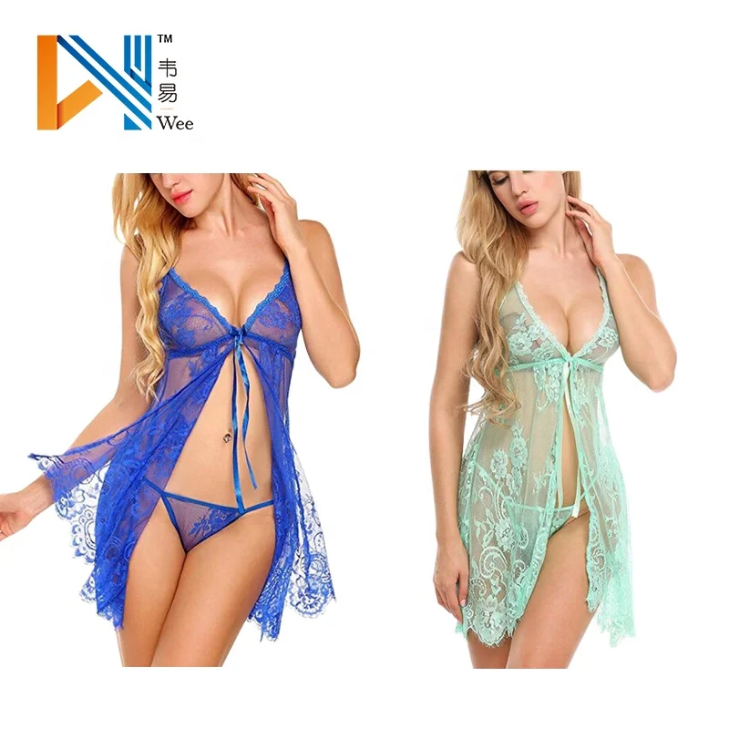 Underwear Eyelashes Sexy Pajamas See-through Dress Open Erotic Lingerie With Panties S-XXXL