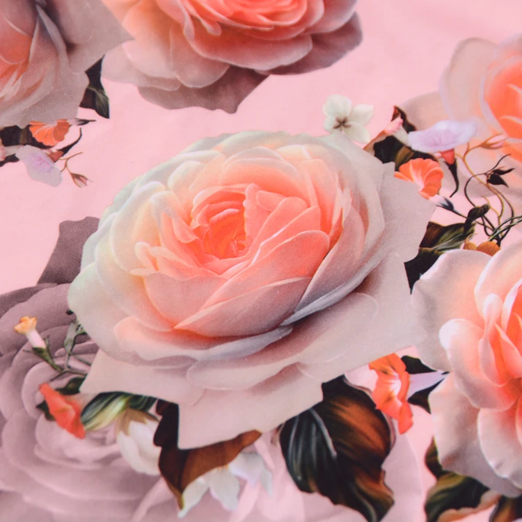 
Super soft minky digital print flower design breathable stretch fabric for women garment 