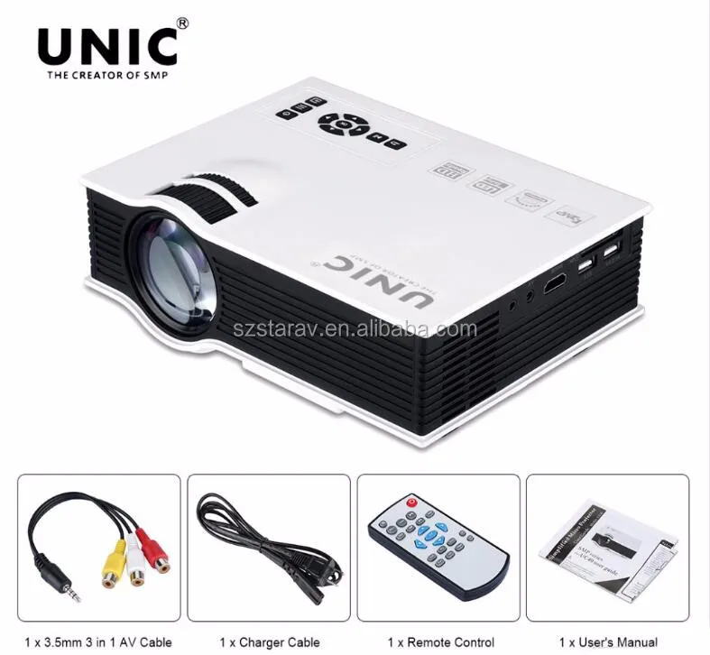 Unic UC40 + светодиодный проектор HDMI 800lms 3D Мини пико портативный проектор для домашнего кинотеатра