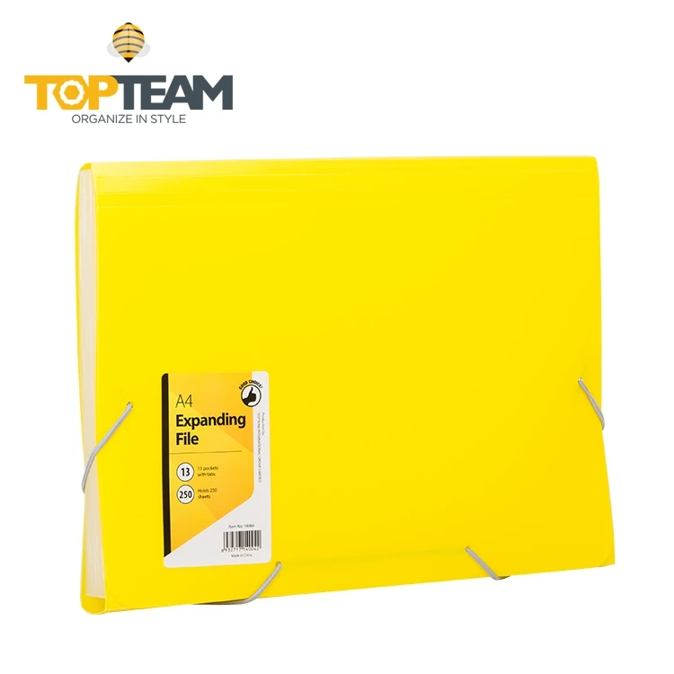Office PP plastic a4 13 pocket expanding file folder with elastic band closure