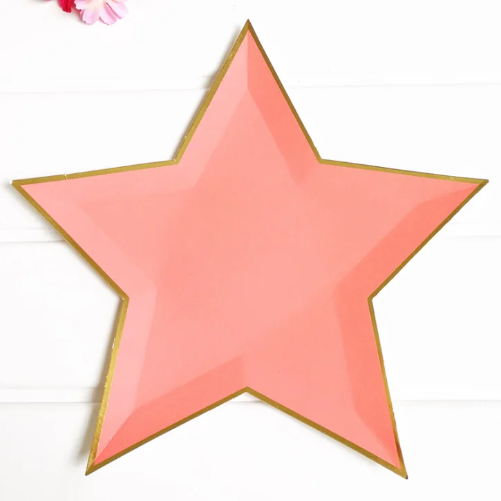 Twinkle Little Star Paper Plates Pink Rainbow Tableware Set Boy Girl Baby Shower Birthday Party Decoration Paper Star Plate