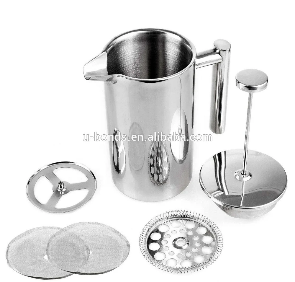 French Press - Stainless Steel Coffee & Tea Maker Double Wall Insulated Cafetier
