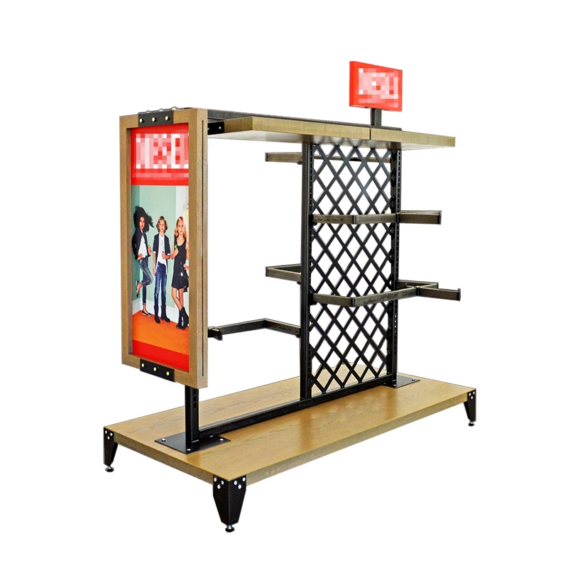 Customized Metal Wooden Kisok Supermarket Rack Shelves Store Display Cases For Sale