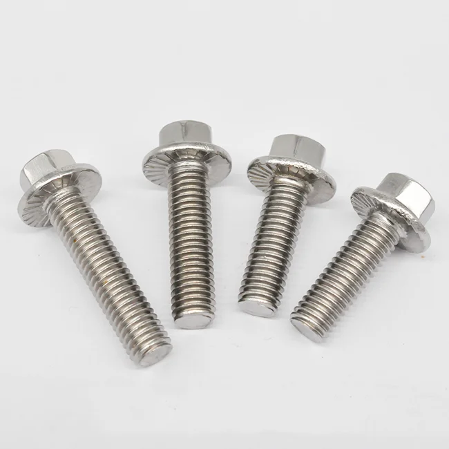 Stainless Steel M5 M6 M8 Hex Flange Head Bolt With Teeth