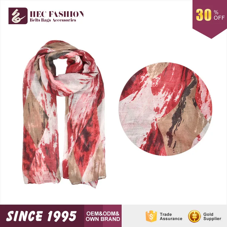 HEC Free Sample Available Spring Weared Fashion Plain Dyed Voile Scarf