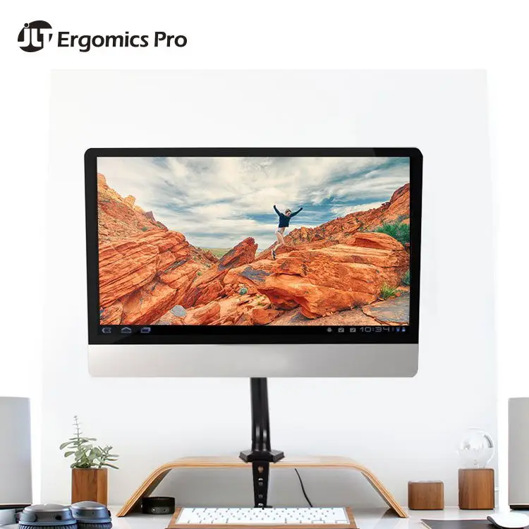 Gas Spring Aluminum Ergonomic Single LCD Monitor Desk Mount Stand