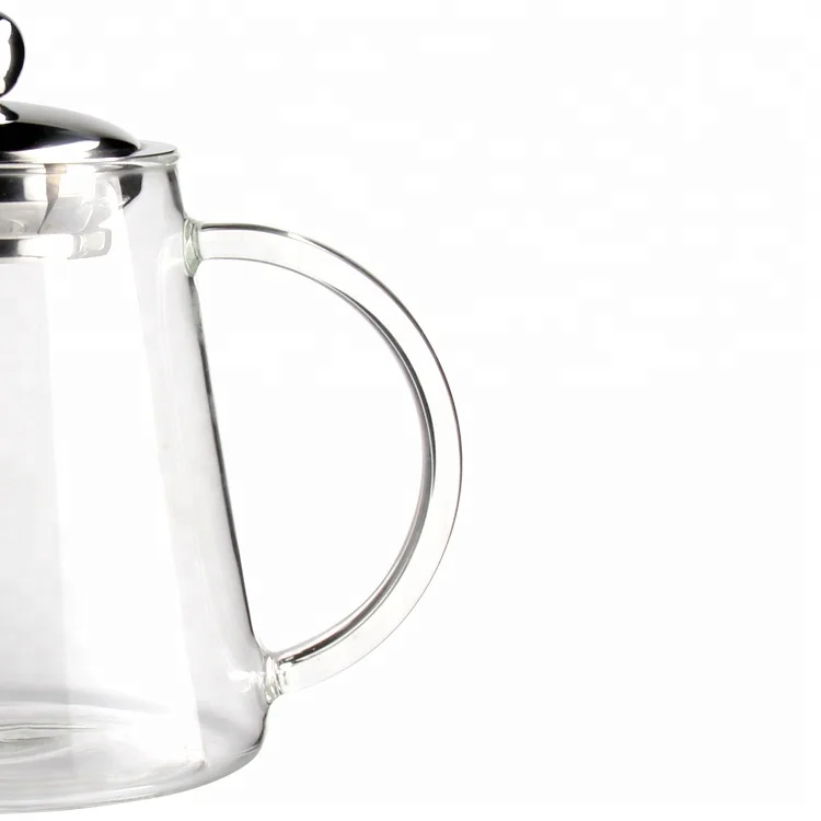 Stovetop Clear Borosilicate Glass Tea Pot With Stainless Steel Infuser For Loose Leaf Tea