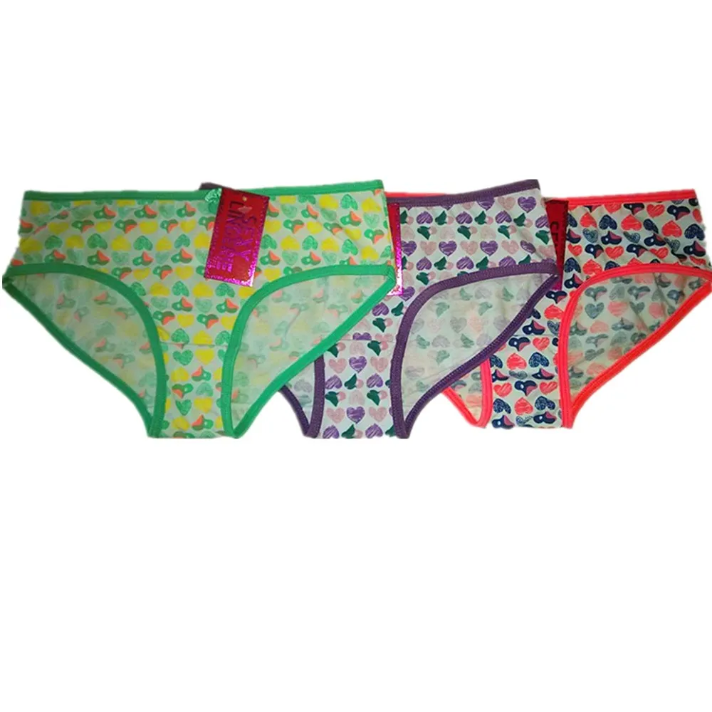 beautiful sexy girl panty with sweet heart pictures print for 8-16Y teens bikini for OEM