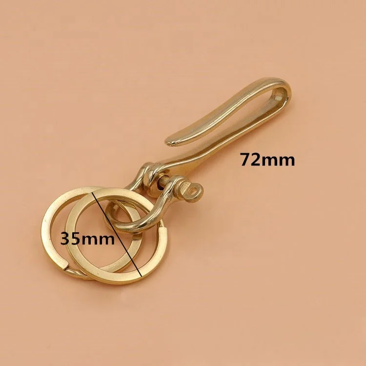Functional brass U hook key loop belt pocket clip brass hook keychain