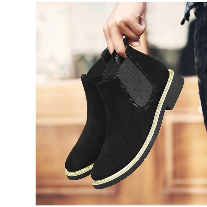 New high quality wholesale men winter boots cow suede leather anti fur boots for business affairs unisex