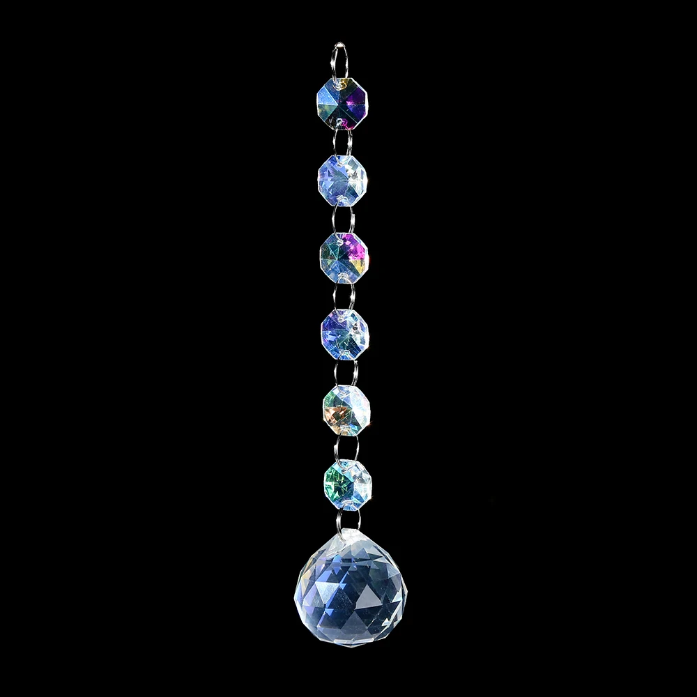 Shiny diamond shape crystal prism pendant hanging octagon chain crystal garlands suncatcher for home wedding