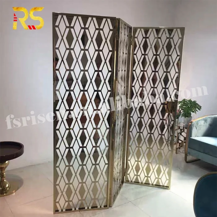 Foshan decorative stainless steel frame fabric room dividers partitions screen folding partition wall divider