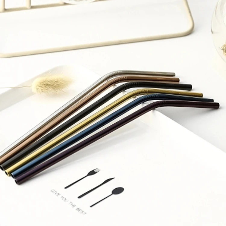 
Colored SS304 bent straw steel reusable drinking stainless steel straw 